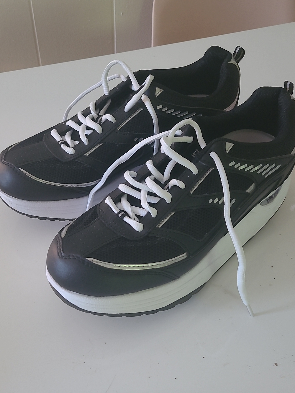 Danskin Now Black and White Espadrille-Style Platform Sneakers